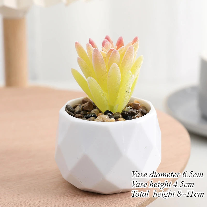Mini Artificial Succulent Plants Set Realistic Fake Cactus Bonsai for Indoor Home Desktop Low Maintenance Lifelike Ornament