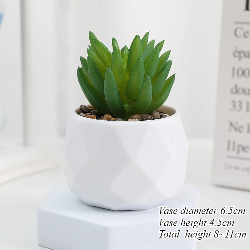 Mini Artificial Succulent Plants Set Realistic Fake Cactus Bonsai for Indoor Home Desktop Low Maintenance Lifelike Ornament