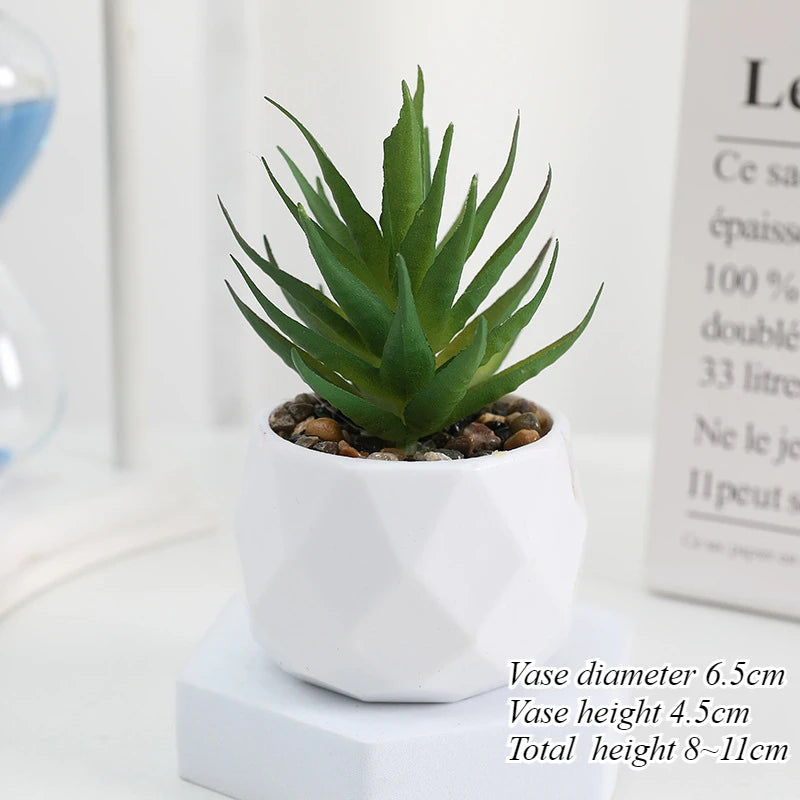 Mini Artificial Succulent Plants Set Realistic Fake Cactus Bonsai for Indoor Home Desktop Low Maintenance Lifelike Ornament