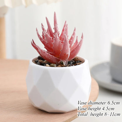 Mini Artificial Succulent Plants Set Realistic Fake Cactus Bonsai for Indoor Home Desktop Low Maintenance Lifelike Ornament