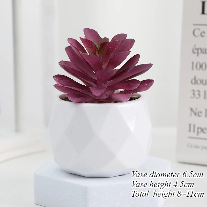 Mini Artificial Succulent Plants Set Realistic Fake Cactus Bonsai for Indoor Home Desktop Low Maintenance Lifelike Ornament