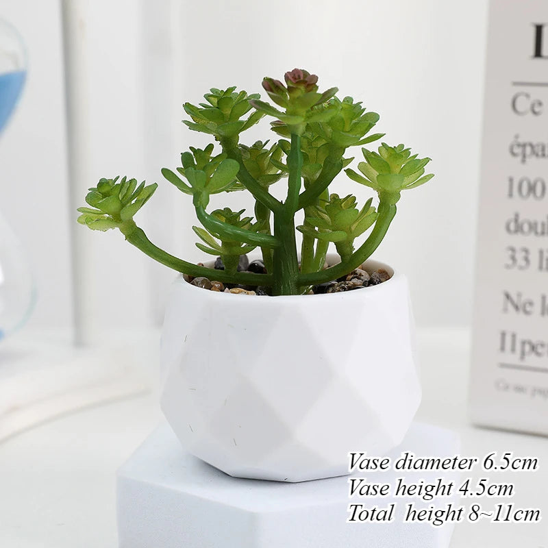 Mini Artificial Succulent Plants Set Realistic Fake Cactus Bonsai for Indoor Home Desktop Low Maintenance Lifelike Ornament