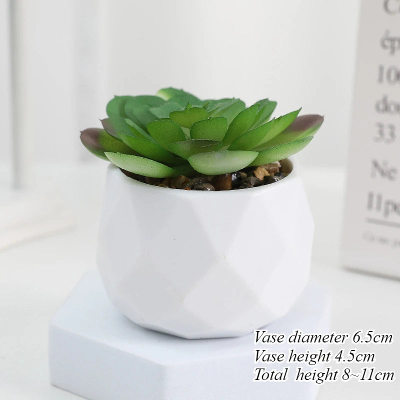 Mini Artificial Succulent Plants Set Realistic Fake Cactus Bonsai for Indoor Home Desktop Low Maintenance Lifelike Ornament