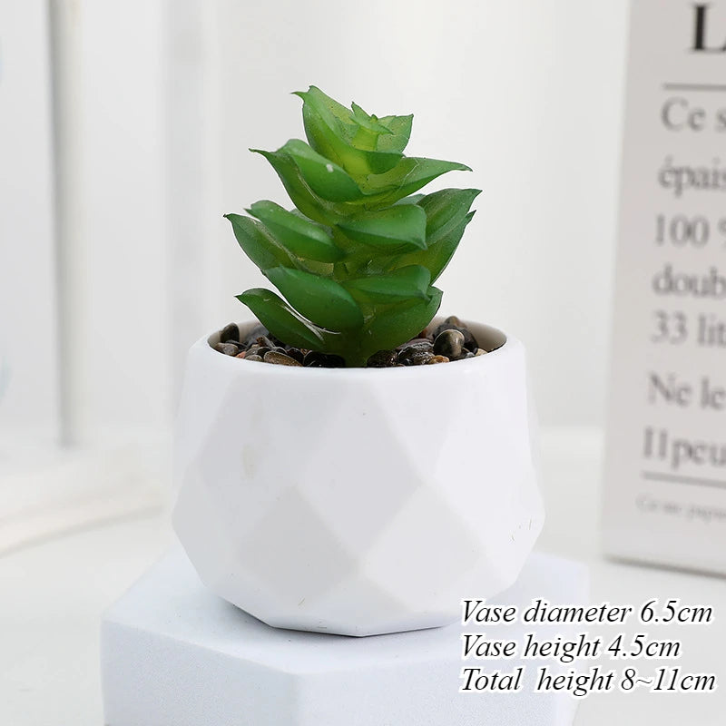 Mini Artificial Succulent Plants Set Realistic Fake Cactus Bonsai for Indoor Home Desktop Low Maintenance Lifelike Ornament