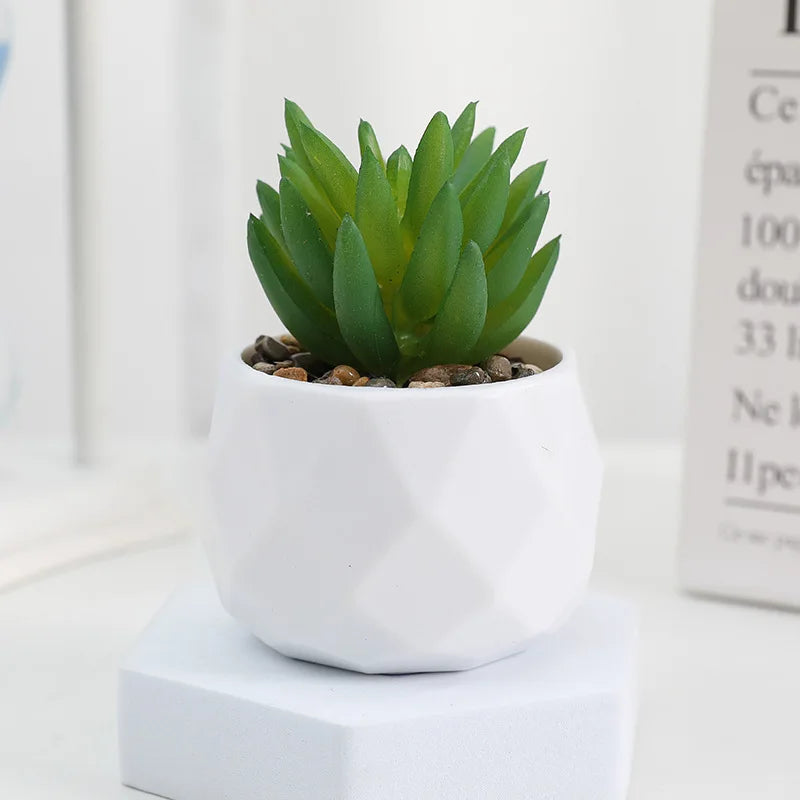 Mini Artificial Succulent Plants Set Realistic Fake Cactus Bonsai for Indoor Home Desktop Low Maintenance Lifelike Ornament