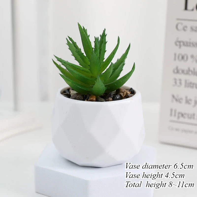 Mini Artificial Succulent Plants Set Realistic Fake Cactus Bonsai for Indoor Home Desktop Low Maintenance Lifelike Ornament