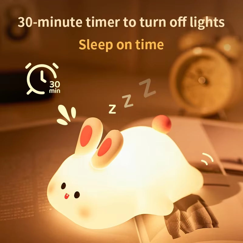 LED Night Light Silicone Rabbit Touch Sensor Lamp Cute Animal Light Bedroom Decor Gift for Kid Baby Child Table Lamp Home Decor